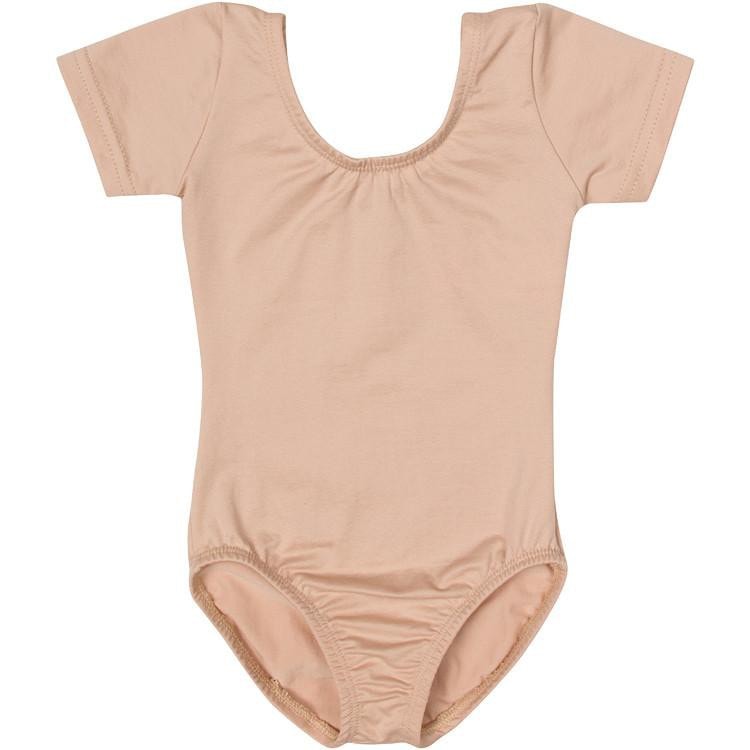 Nude Colored Leotard with Short Sleeves