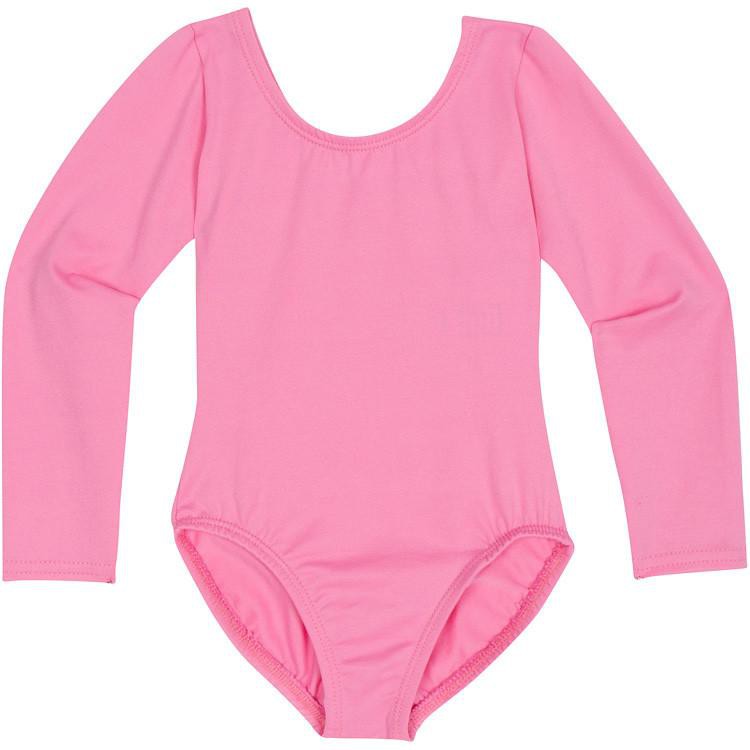 Girls Pink Long Sleeve Leotard | Buy Bright Pink Long Sleeve Leotards ...