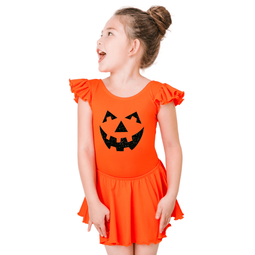 Pumpkin Halloween Costume Leotard for Girls and Toddlers