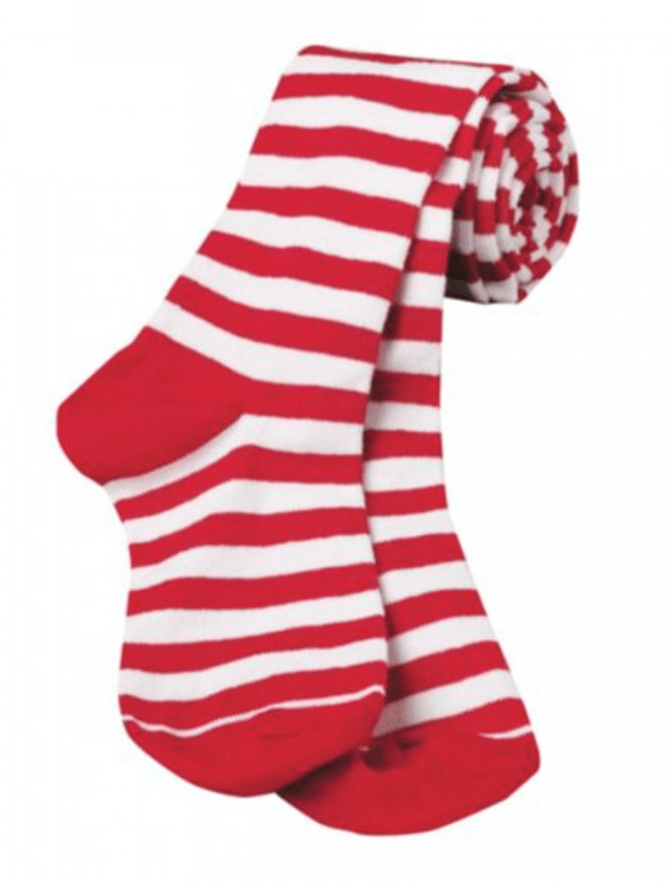 Girls Red White Stripe Christmas Tights