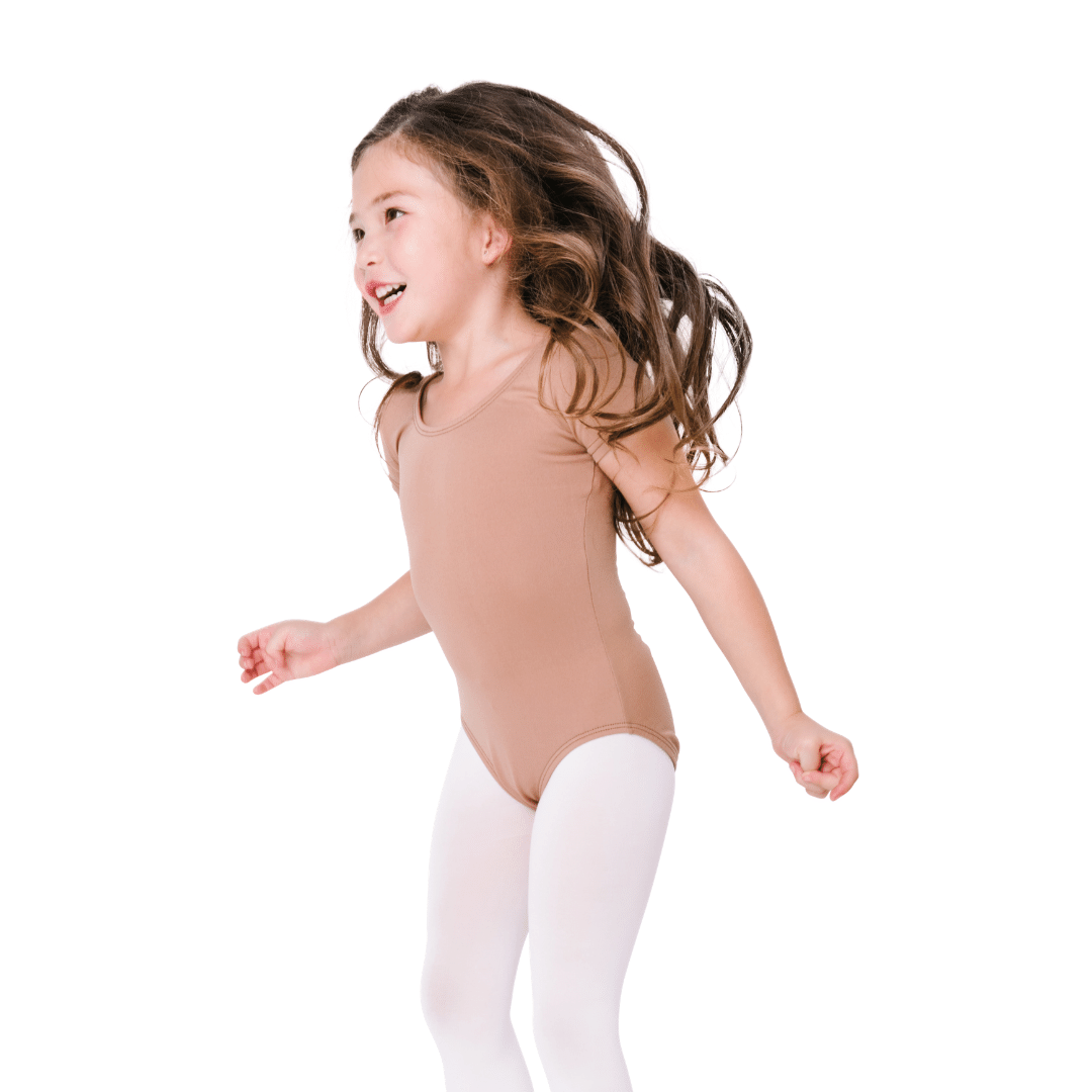 Suntan Short Sleeve Leotard for Girls