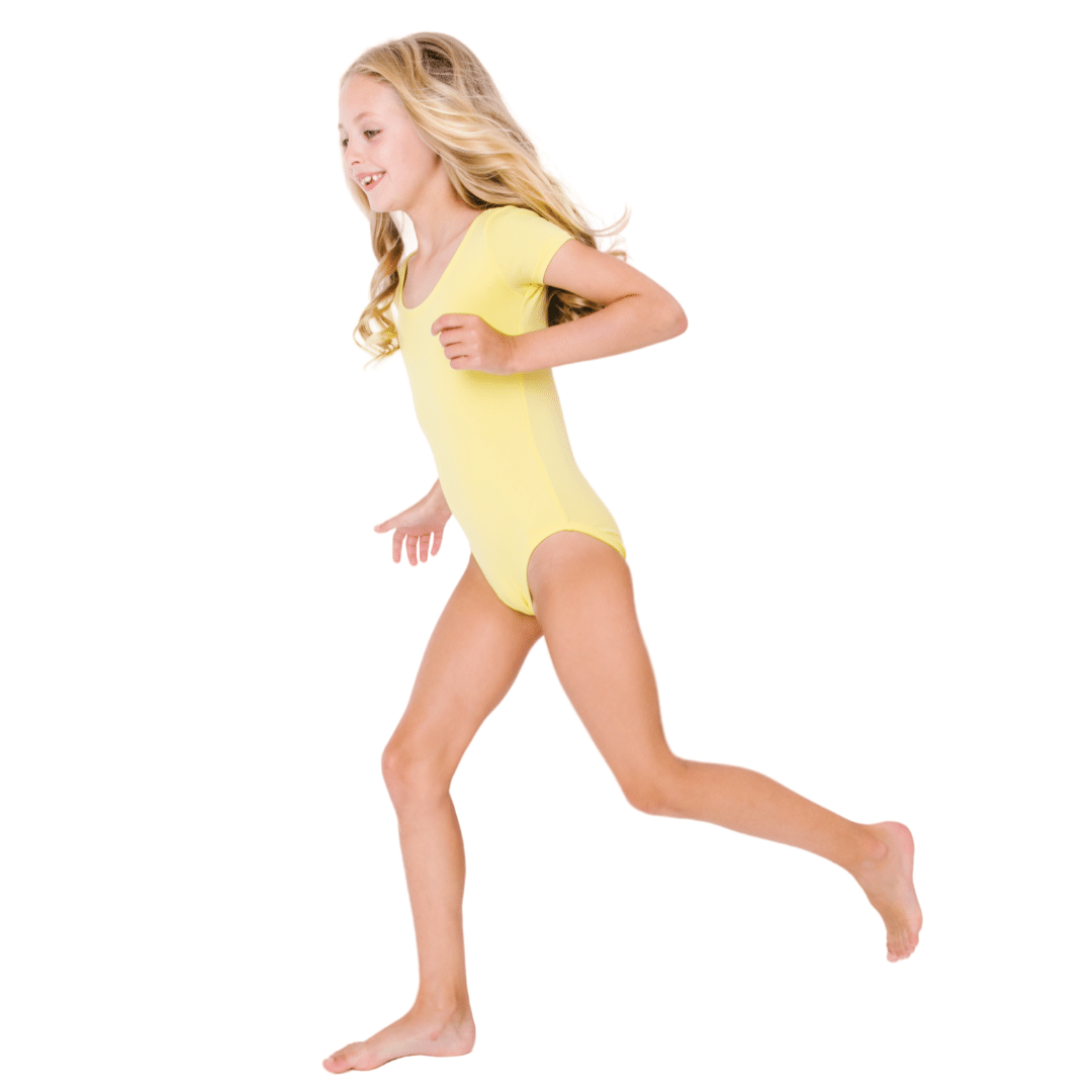 YELLOW Short Sleeve Leotard for Toddler and Girls - Gymnastics