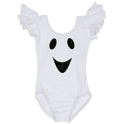 Halloween Ghost Costume Girls Ruffle Short Sleeve Leotard