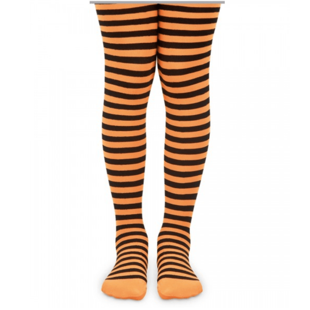 Kids/Girls Orange and Black Striped Tights for Halloween Costumes