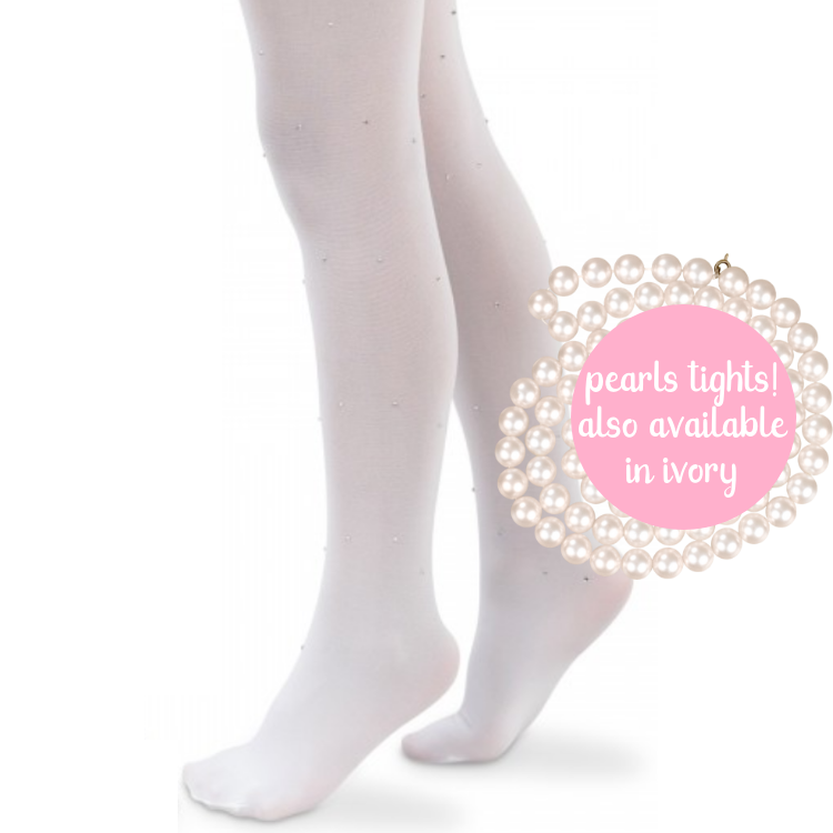 Girls Flower Girl Pageant Tights with Pearls