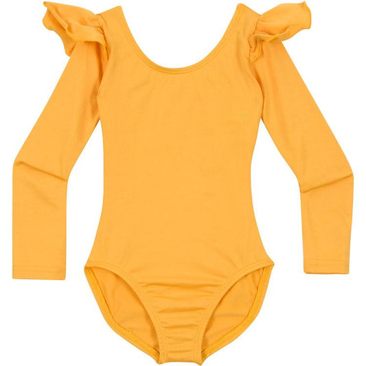 A Golden Yellow Ruffle Long Sleeve Leotard