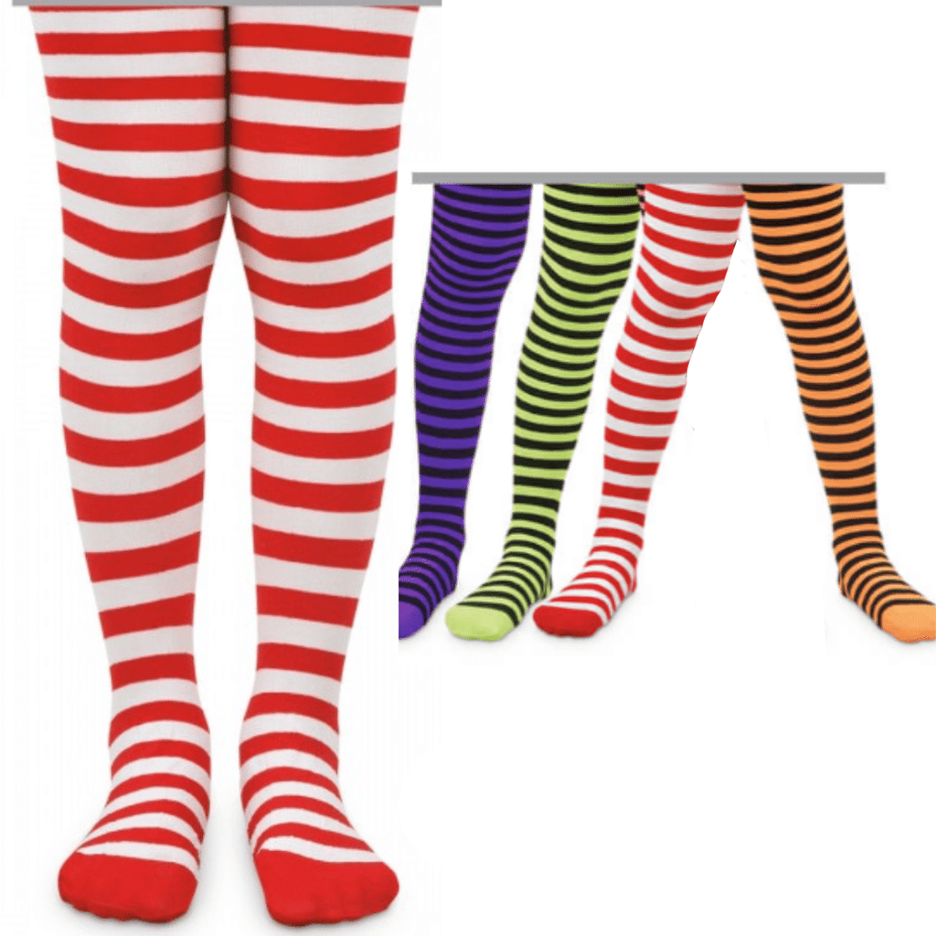 Jefferies Girls Striped Tights in Green, Orange and Red for Halloween and Christmas