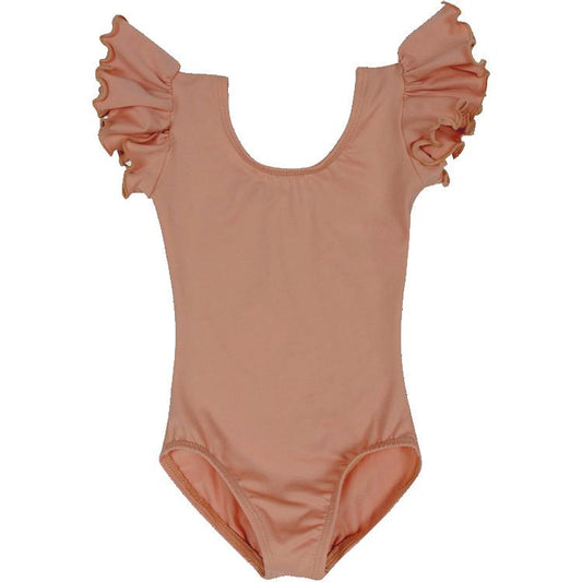 A Suntan Short Ruffle Sleeve Leotard