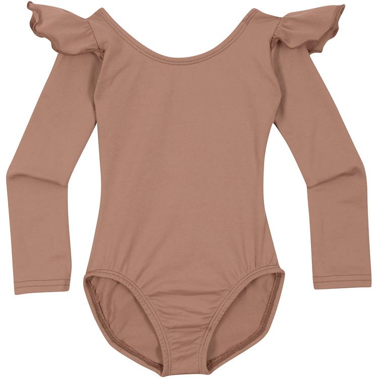 A Suntan Long Ruffle Sleeve Leotard